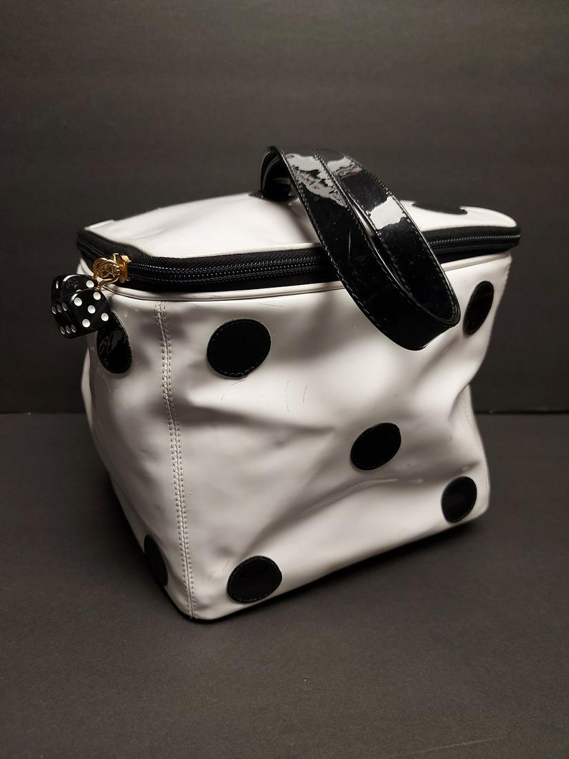 Vintage Moschino Designer Dice Purse: We believe this purse to be authentic, but we are not experts. Please examine all photos. Shows some wear marks.