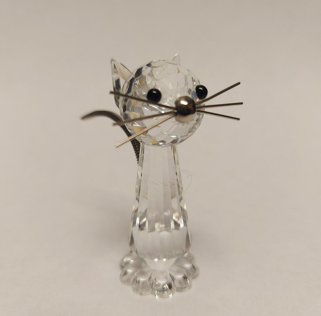 Vintage Swarovski Austrian Crystal Cat Figure: Approx 2" Tall