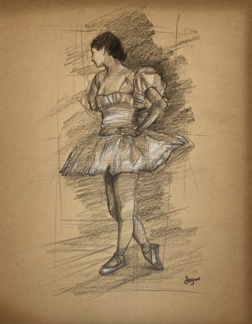 EDGAR DEGAS, Pastel on Paper (Attrib): EDGAR DEGAS (1834-1917) Title: Untitled, Medium: Pastel on Paper, Date: ca. 1912-15, Size: 14" H x 11" W (inches). w/C. of Attribution. Was one of the leading founders of Impressionism. A French paint