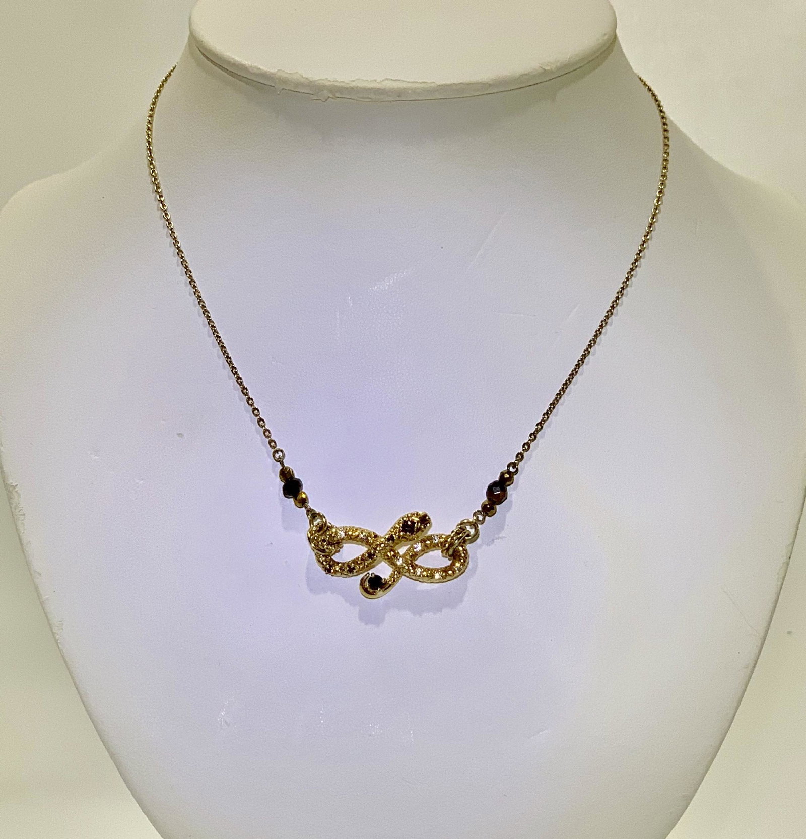 Designer Sterling Silver, Gold Wash, Serpent Necklace: Designer Sterling Silver, Gold Wash, Serpent Necklace, w/rubies