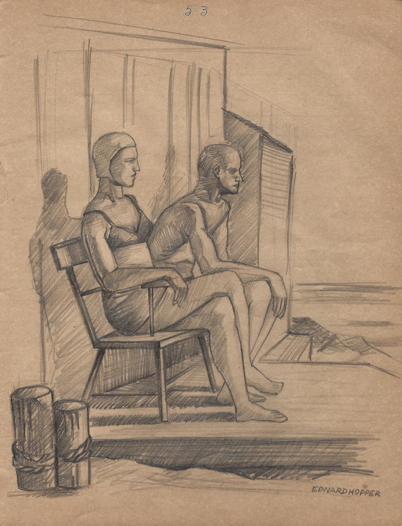 Edward Hopper, Pencil on Paper (Attrib.): EDWARD HOPPER (1882-1967) Title: Untitled, Medium: Pencil on Paper, Date: ca. 1940, Size: 10" H x 8" W (inches). w/C. of Attribution. Was an American Modern master, famous for his realist oil painting
