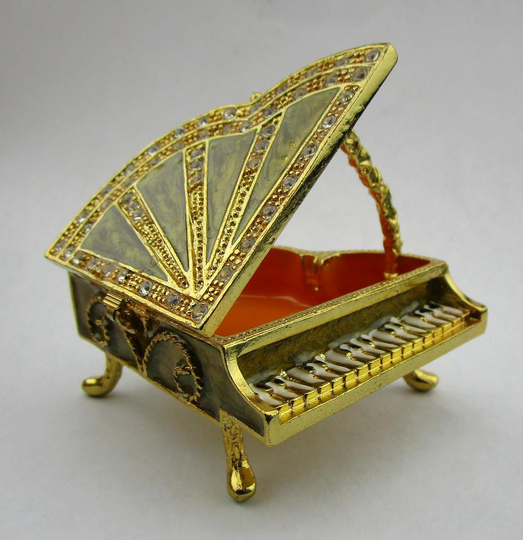 Enamel and Rhinestone Piano Trinket Box: Enamel and Rhinestone Piano Trinket Box