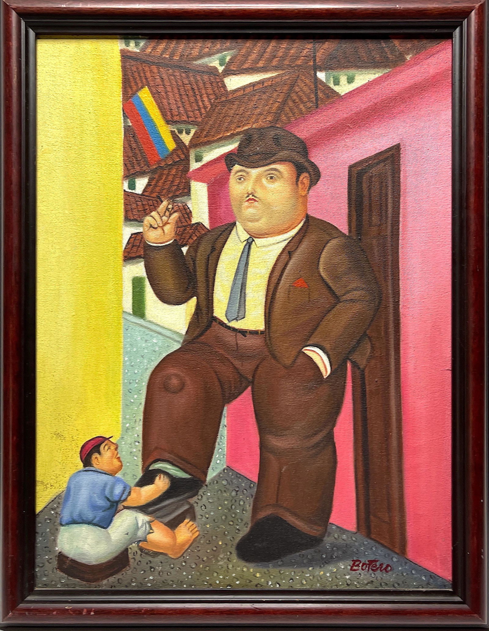 FERNANDO BOTERO, Oil on canvas (Attrib.): Attributed to FERNANDO BOTERO (Colombian, born 1932) Title: Untitled (Shoeshine boy), Medium: Oil on canvas, Size: 16" H x 12" W (in), Date: 1989. This lot is accompanied by a Certificate of Attributi