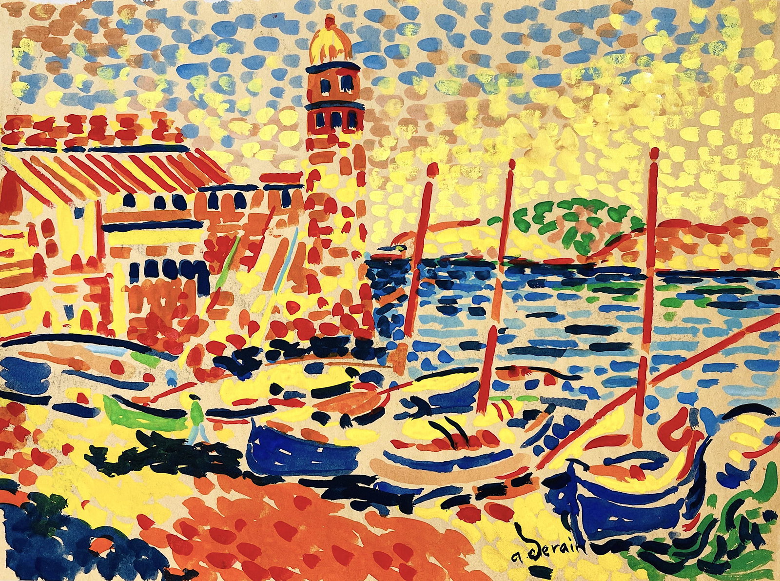 ANDRE DERAIN, Watercolor on Paper (Attrib.): Attributed to ANDRE DERAIN (1880-1954) Title: Untitled, Medium: Watercolor on Paper, Date: ca. 1920, Size: 8.75" H x 12" W (in). This lot is accompanied by a Certificate of Attribution and is not a re