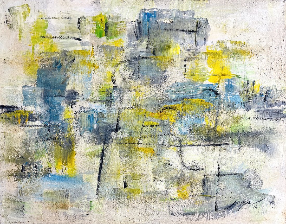 JOSE JOYA, Oil on Canvas (Attrib.): Attributed to JOSE JOYA (1931-1995) Title: Untitled (Abstract), Medium: Oil on Canvas, Size: 19" H x 24" W (in), Date: 1976. This lot is accompanied by a Certificate of Attribution and is not a reprod