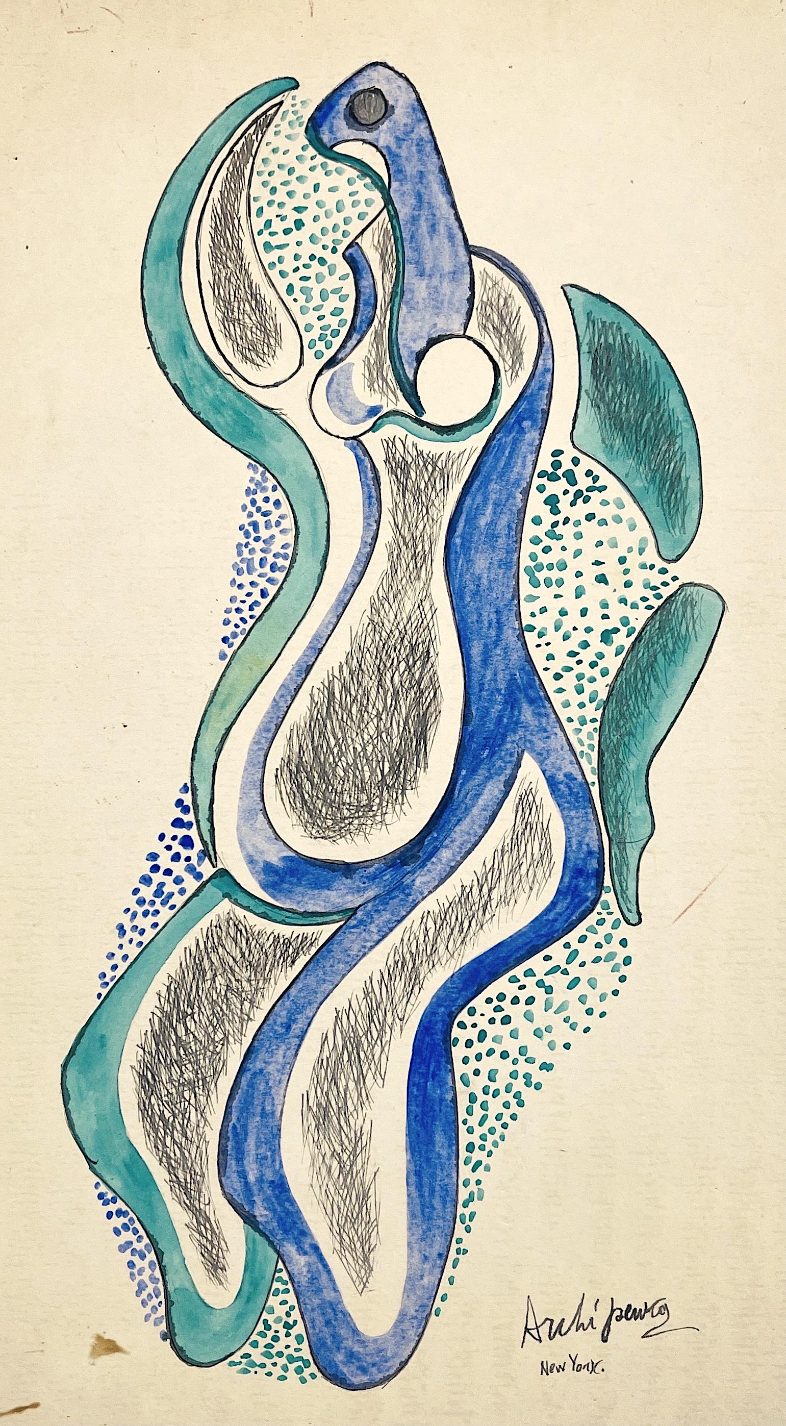 ALEXANDER ARCHIPENKO, Mixed Media on Board: Attributed to ALEXANDER ARCHIPENKO (1887-1964) Title: Untitled, Medium: Mixed Media on Board, Date: ca. 1950, Size: 19" H x 13" W (in). This lot is accompanied by a Certificate of Attribution, is not