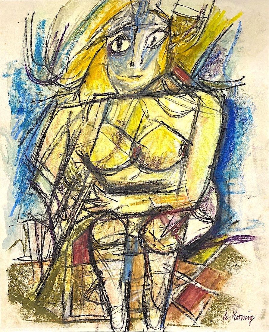 WILLEM DE KOONING, Pastel on Paper: Attributed to WILLEM DE KOONING (1904-1997) Title: Untitled, Medium: Pastel on Paper, Size: 14.25" H x 12" W (in), Date: ca. 1955-60. This lot is accompanied by a Certificate of Attribution and is not