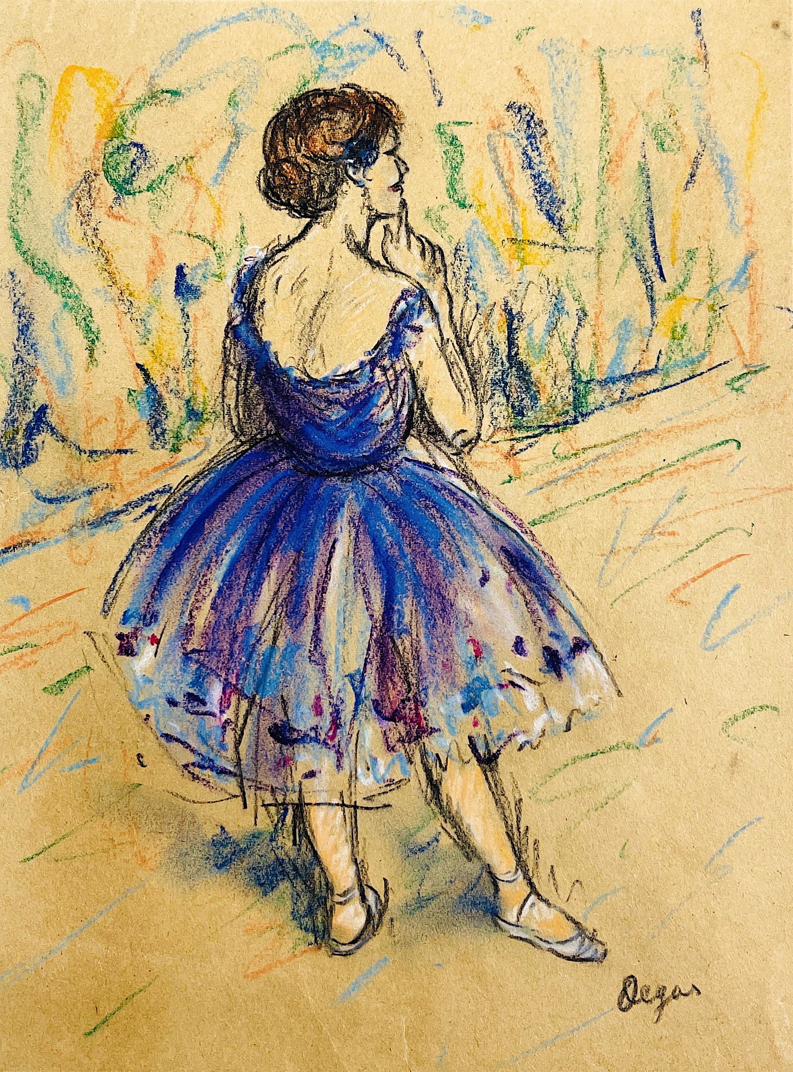 EDGAR DEGAS, Gouache and Charcoal on Paper: Attributed to EDGAR DEGAS (1834-1917) Title: Untitled (Danseuse), Medium: Pastel on Paper, Date: ca. 1913-15, Size: 11.50" H x 8.50" W (in). This lot is accompanied by a Certificate of Attribution and