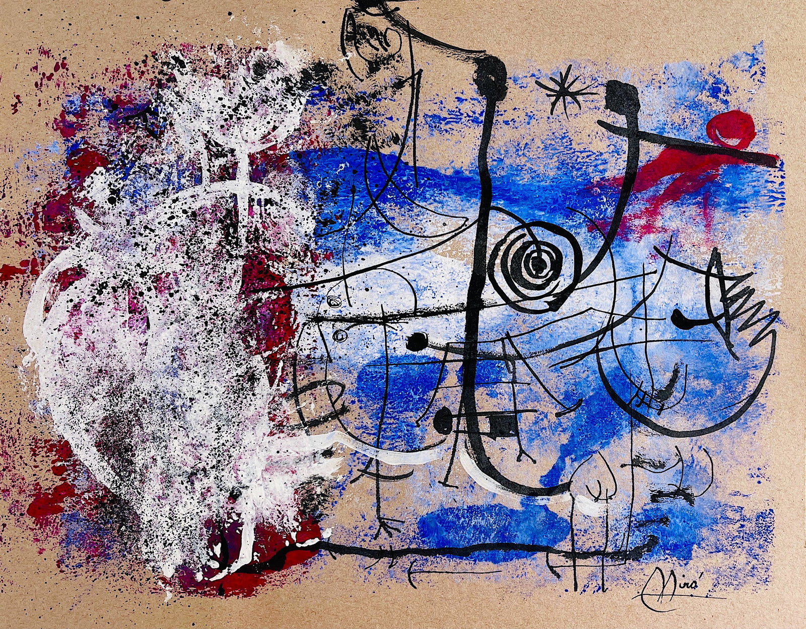 JOAN MIRO, Gouache on Paper: Attributed to JOAN MIRO (1893-1983) Title: Untitled, Medium: Gouache on Paper, Date: 1975, Size: 11.25" H x 13.75" W (in). This lot is accompanied by a Certificate of Attribution and is not a reproduc