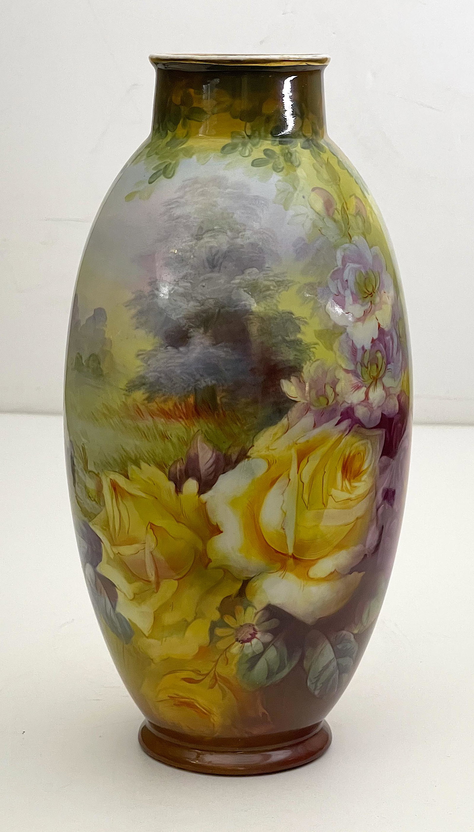 19th Century Royal Bonn Vase: 19th Century Royal Bonn Vase With floral detail, hand painted, signed, enameled. Royal Bonn markings below. 12.75 "H x 6.50" W (in).