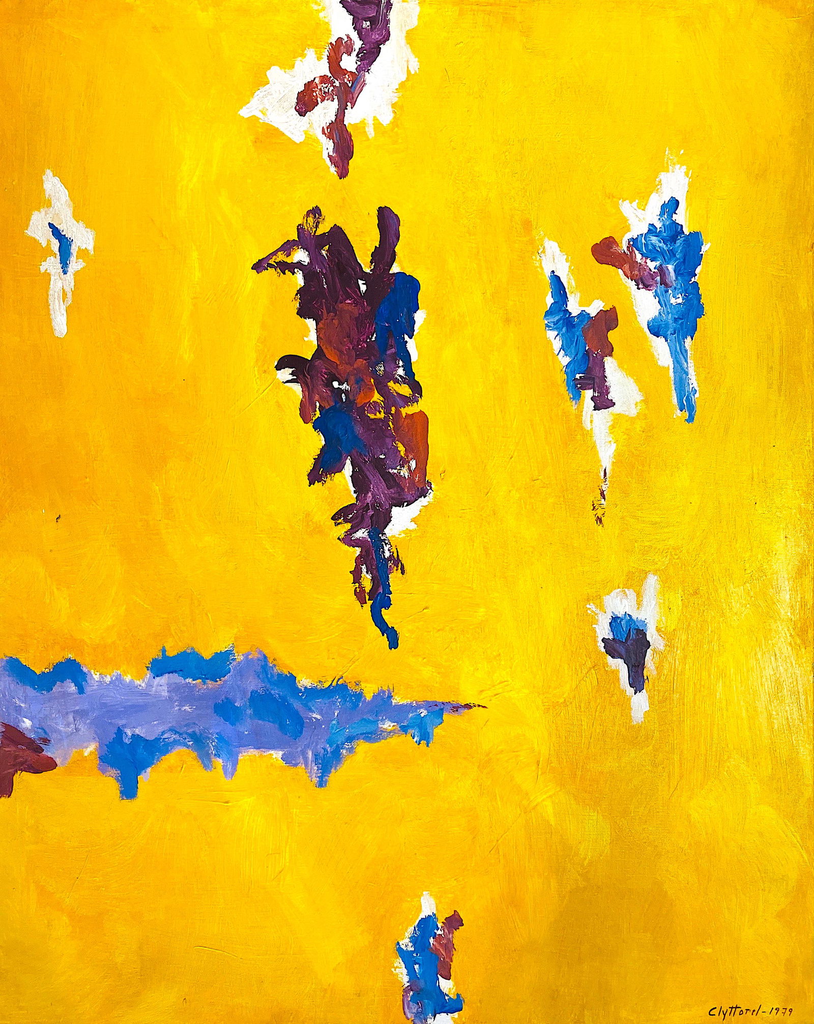 CLYFFORD STILL, Oil on Canvas: Attributed to CLYFFORD STILL (1904-1980) Title: Untitled, Medium: Oil on Canvas, Size: 30" H x 24" W (in), Date: 1979. This lot is accompanied by a Certificate of Attribution and is not a reproduction