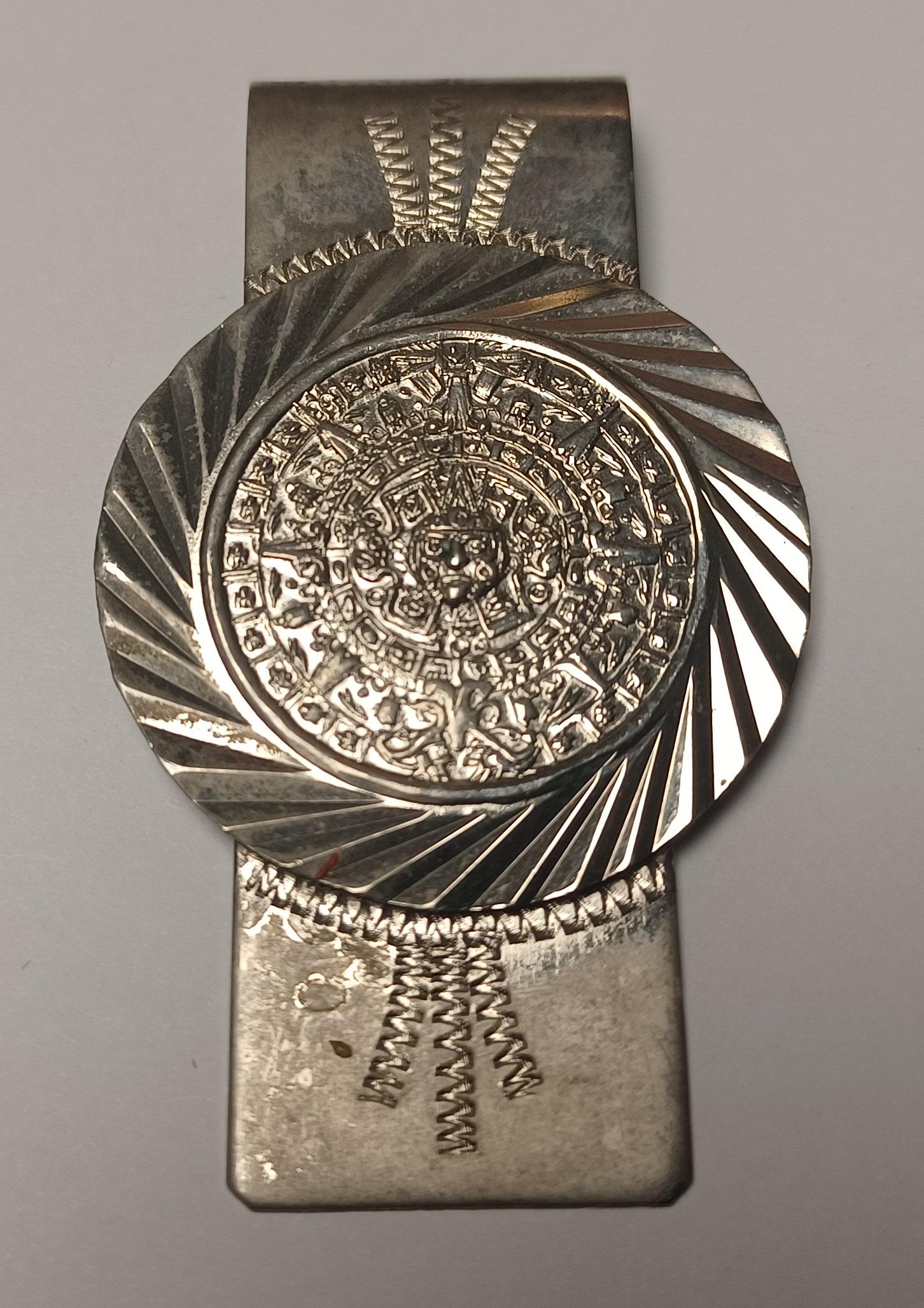 Vintage Sterling Silver Mexican Aztec Money Clip (1 of 2)