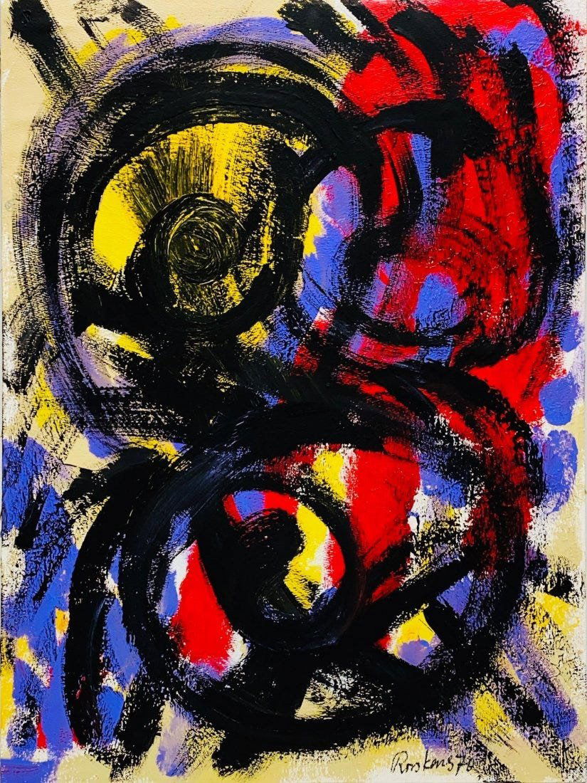 ANTON ROOSKENS, Oil on Board: Attributed to ANTON ROOSKENS (1906-1976) Title: Untitled, Medium: Oil on Board, Size: 24" H x 18" W (in), Date: 1970. This lot is accompanied by a Certificate of Attribution and is not a reproduction,