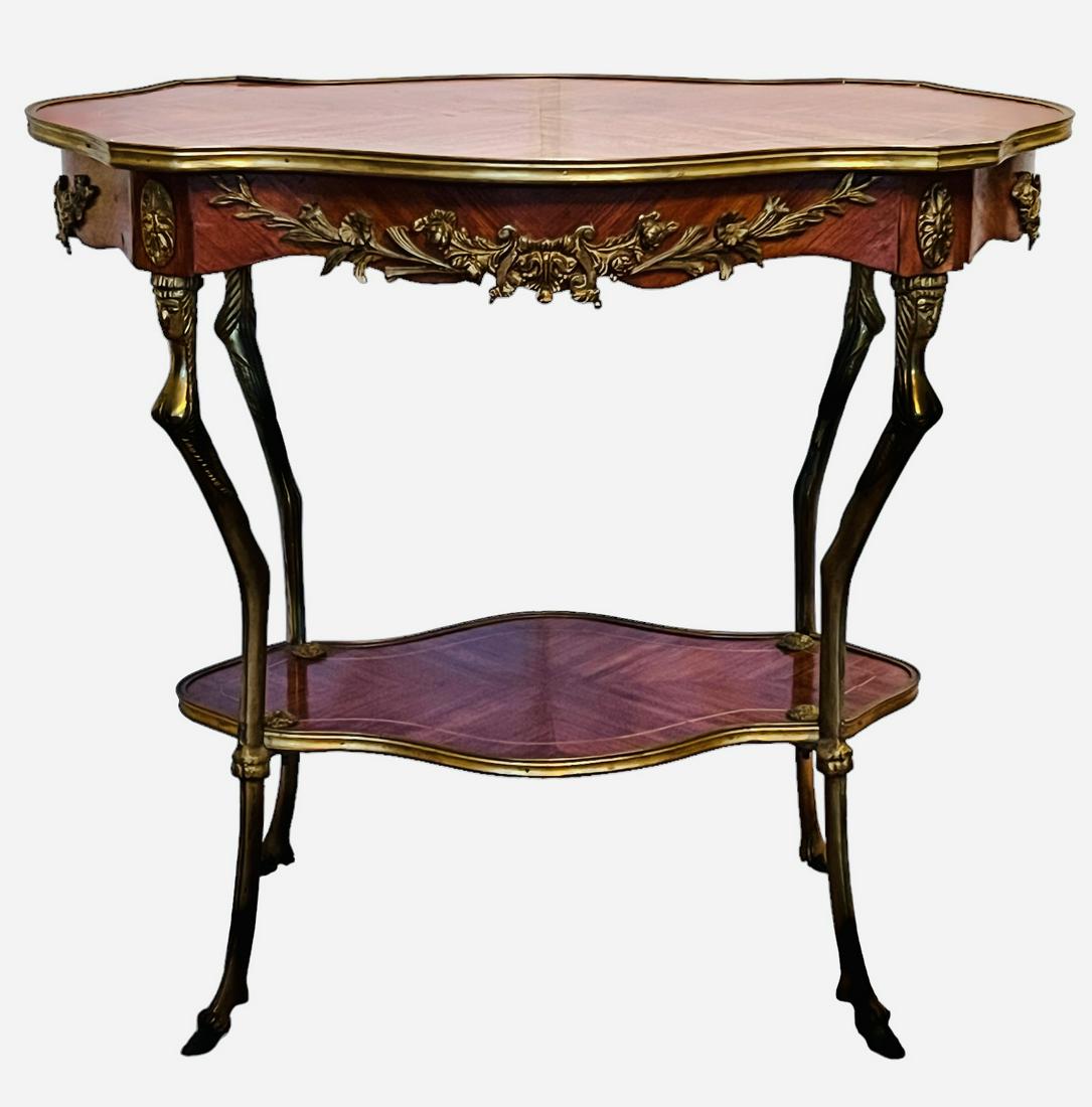 Louis XV Style Gilt Metal Mounted Walnut and Kingwood Side Table (1 of 18)