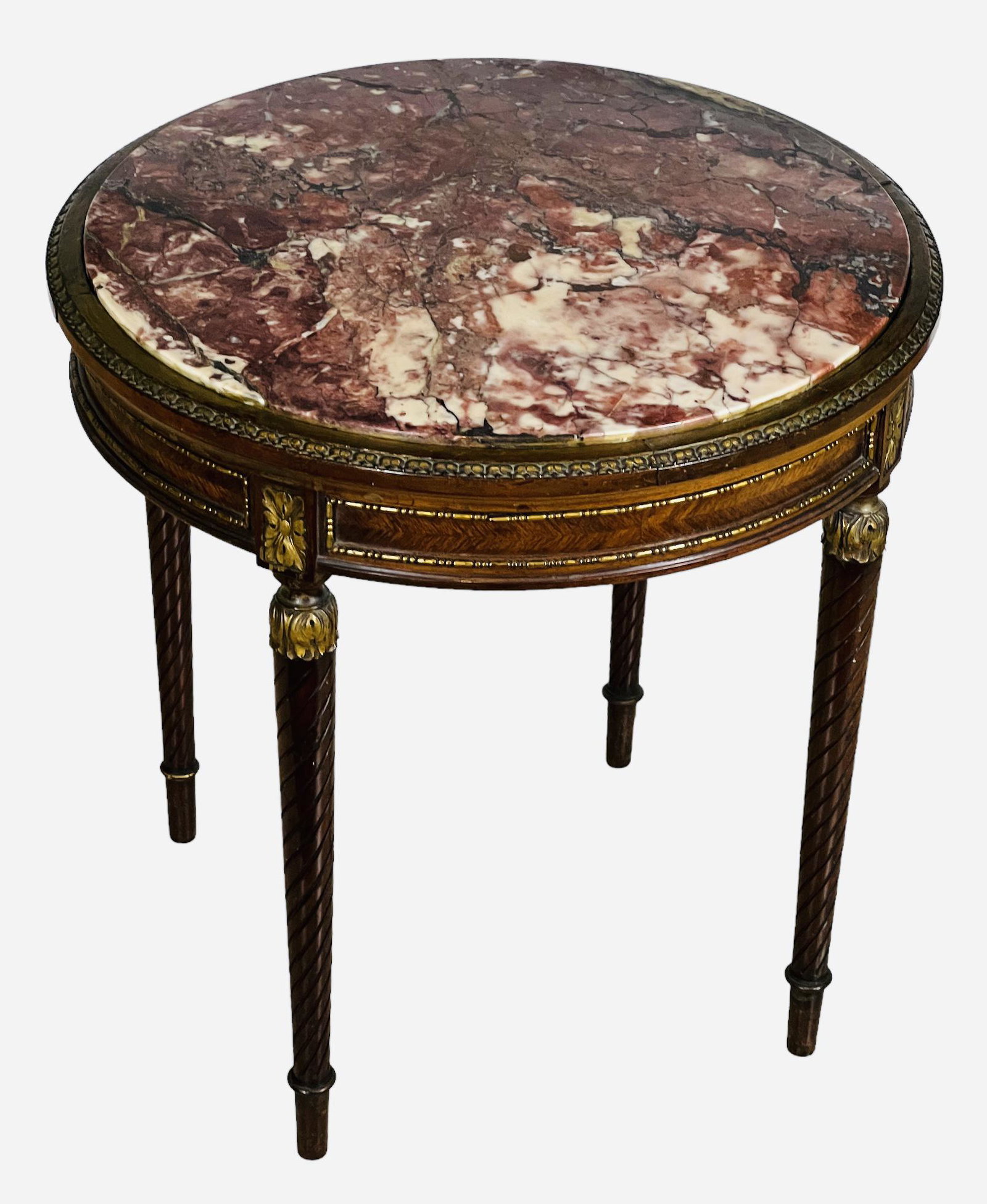 Late 19th century Gueridon in mahogany mounted in Louis XVI style gilt bronze. (1 of 9)