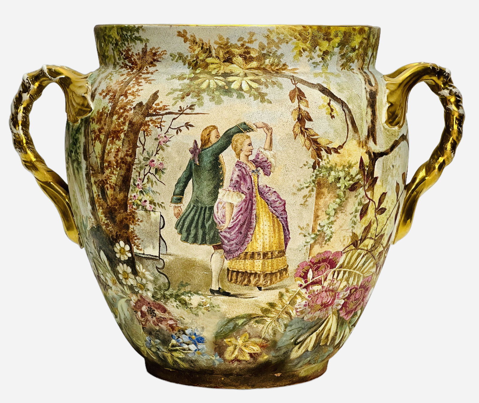 19th Century Royal Bonn large jardiniere, with hand-painted tapestry. (1 of 11)