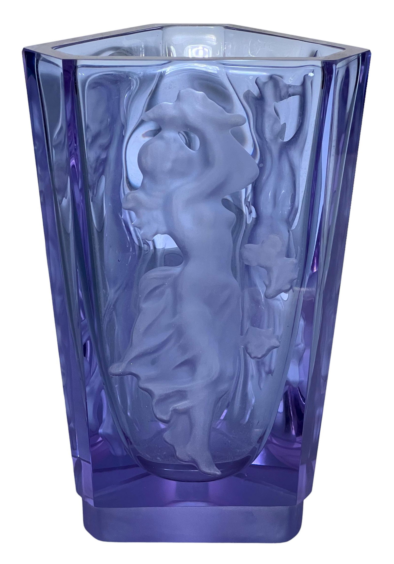 Vintage Purple Bohemian Crystal Solid Triangular Vase, designed by by Schlevogt. (1 of 11)