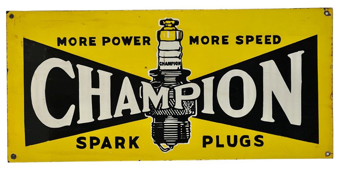 Vintage Porcelain Champion Spark Plugs Advertising Sign (1 of 7)