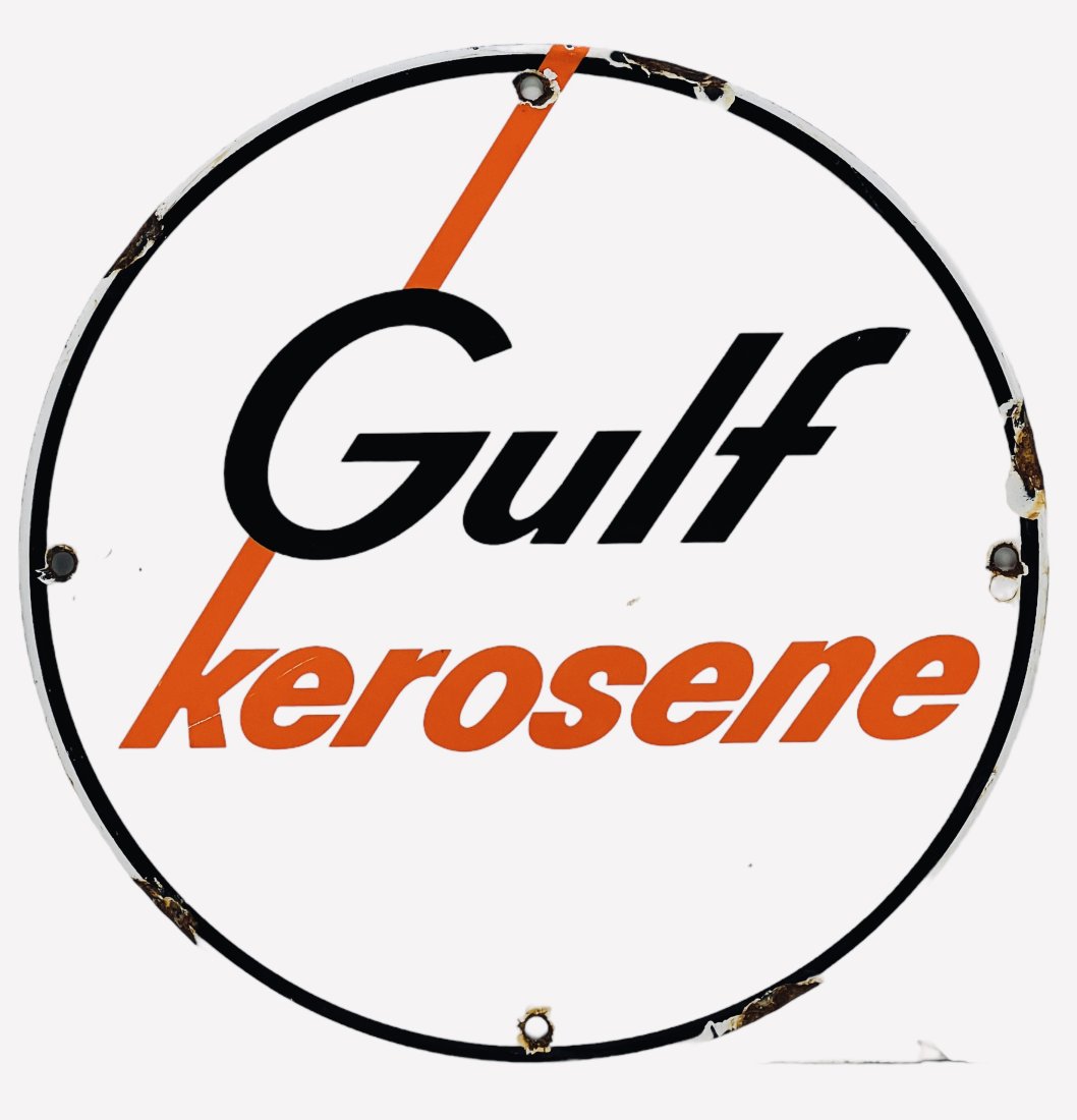 Vintage Porcelain Gulf Kerosene Advertising Sign. (1 of 4)