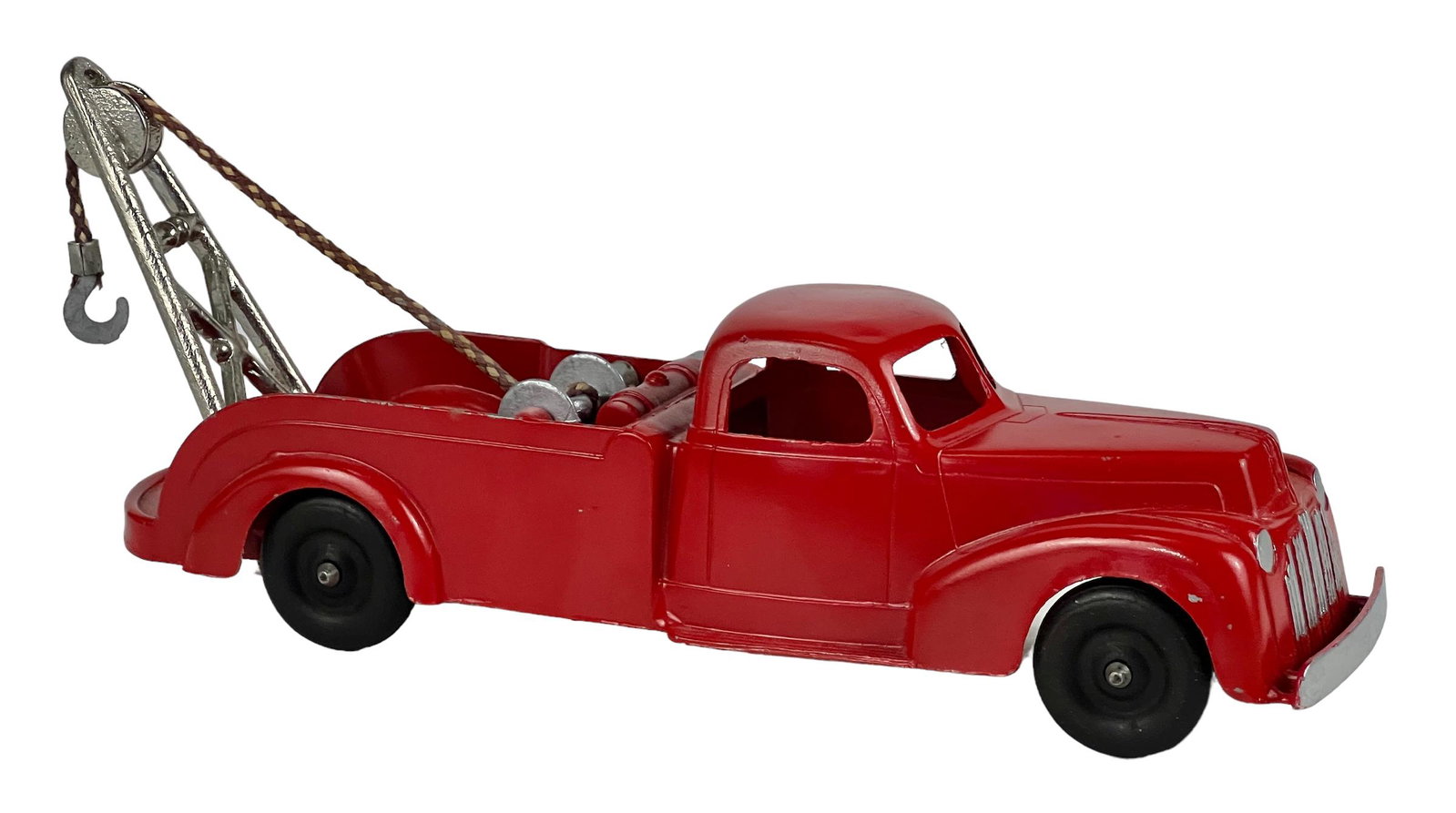 Vintage Hubley Kiddie Toy 474 Wrecker Toy: Vintage Hubley Kiddie Toy 474 Wrecker Toy, Could have been repainted at some point. Approx 9.75 in long