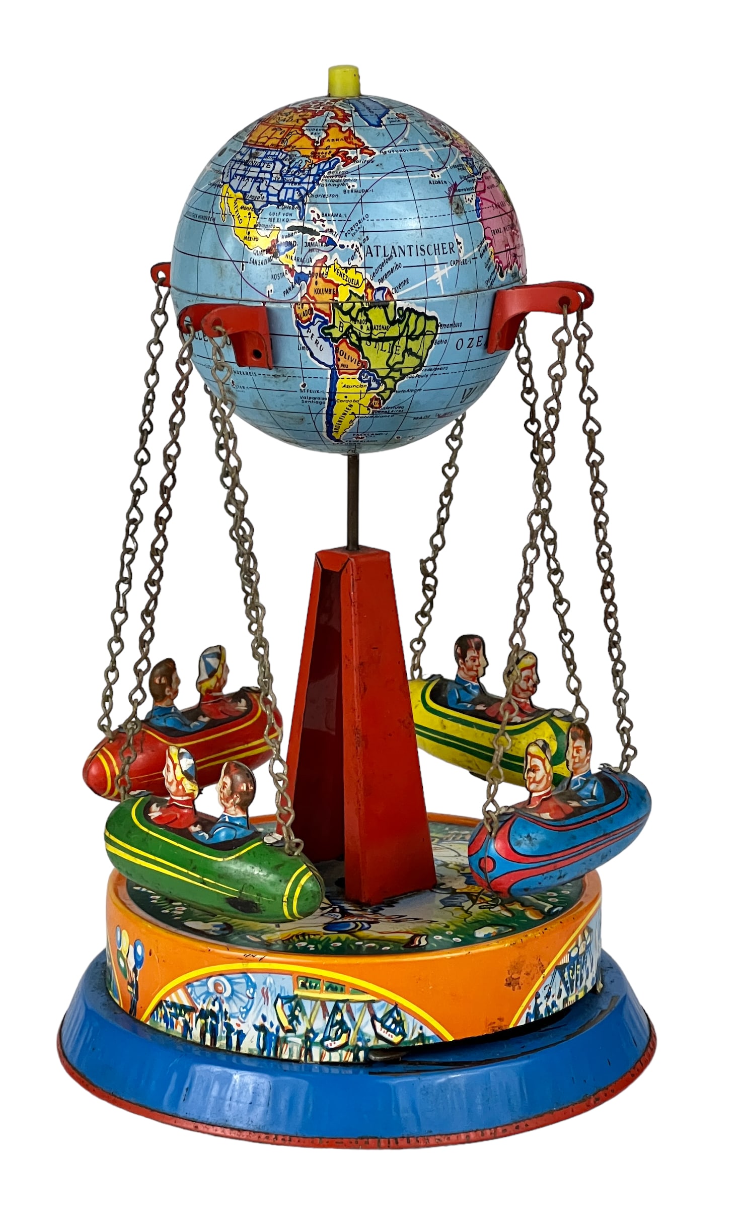 Vintage B & S Tin Litho Rocket Carnival Ride Toy. (1 of 11)