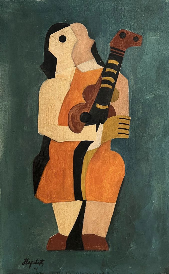 Jacques Lipchitz, Oil and tempera on board.: Attributed to Jacques Lipchitz (1891-1973) Title: Untitled (Cubist composition), Medium: Oil and tempera on board, Size: 16.50 x 11.25 in, Date: 1918-23. This lot is accompanied by a Certificate of At