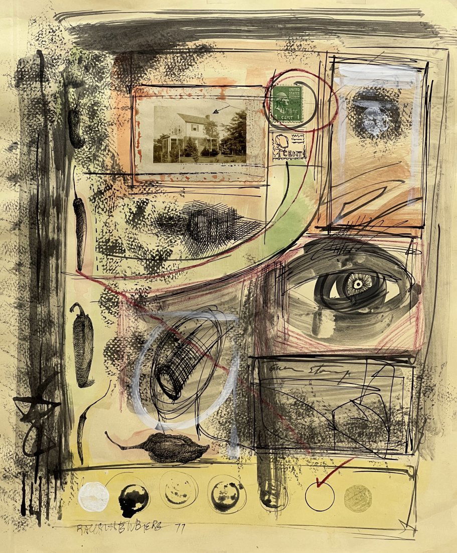 Robert Rauschenberg, Collage and mixed media on paper. (1 of 2)