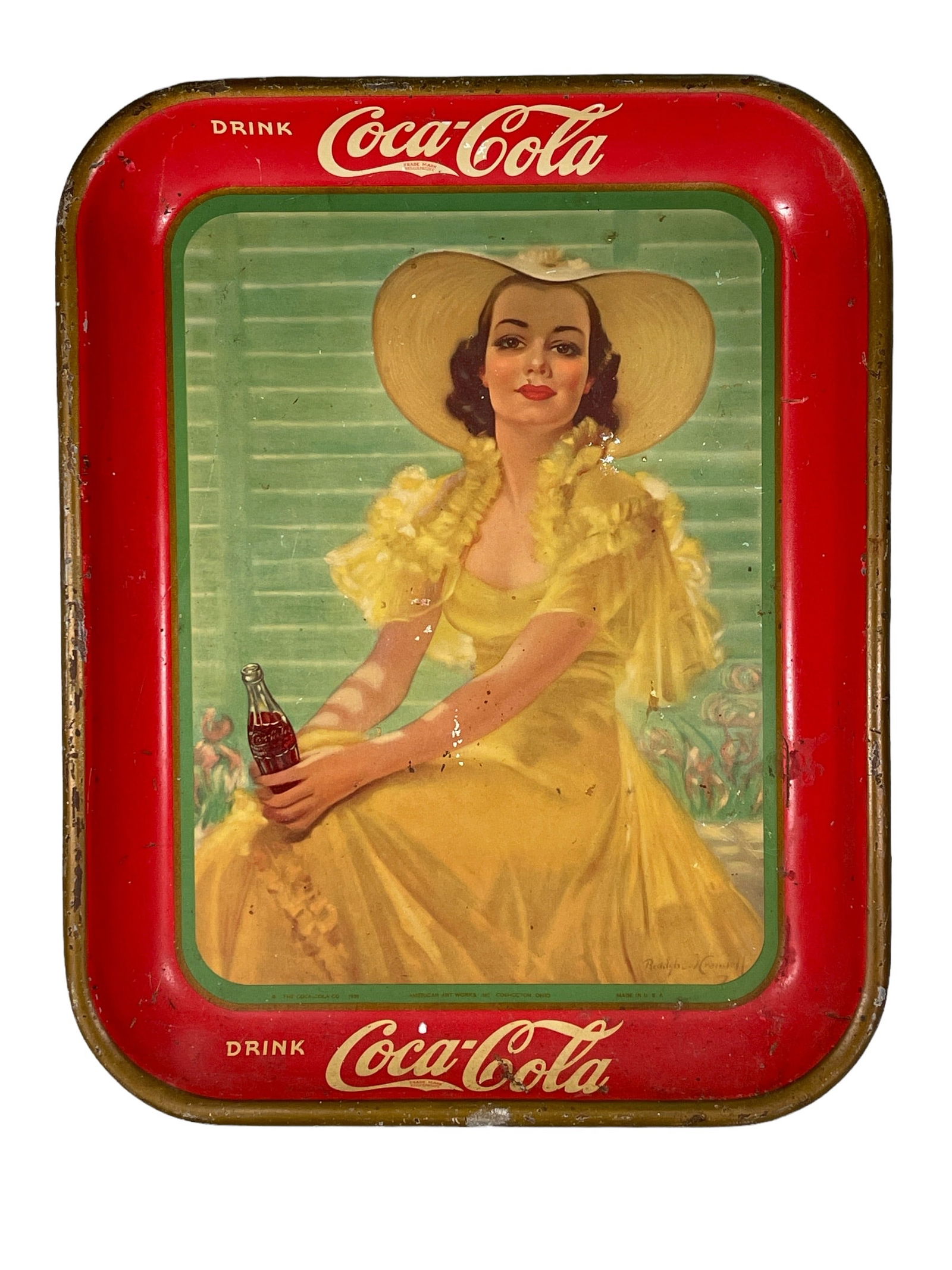 Vintage Authentic Coca Cola Tin Serving Tray, ca. 1938. (1 of 2)