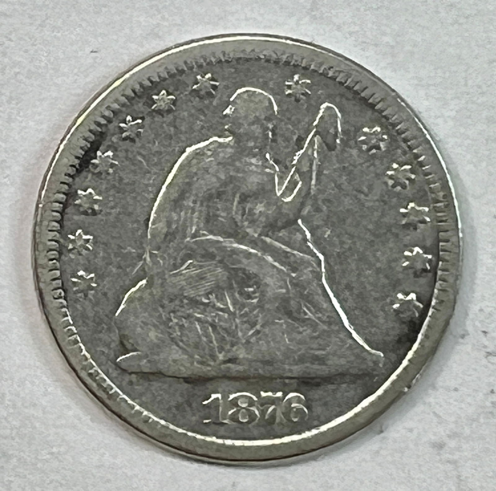 1876 US Seated Liberty Silver Quarter Dollar Coin (1 of 4)