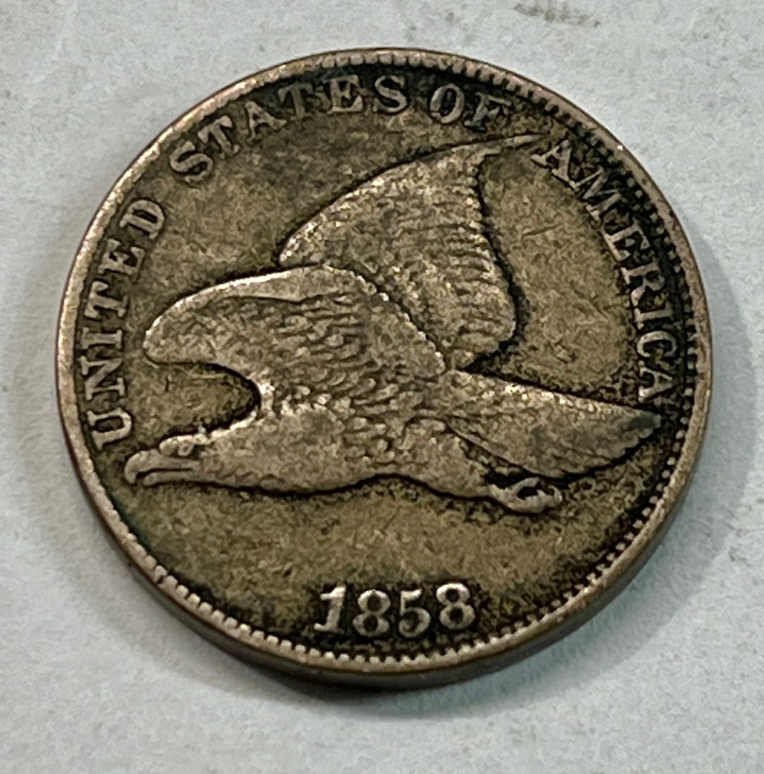 1858 US Flying Eagle One Cent Coin. (1 of 4)
