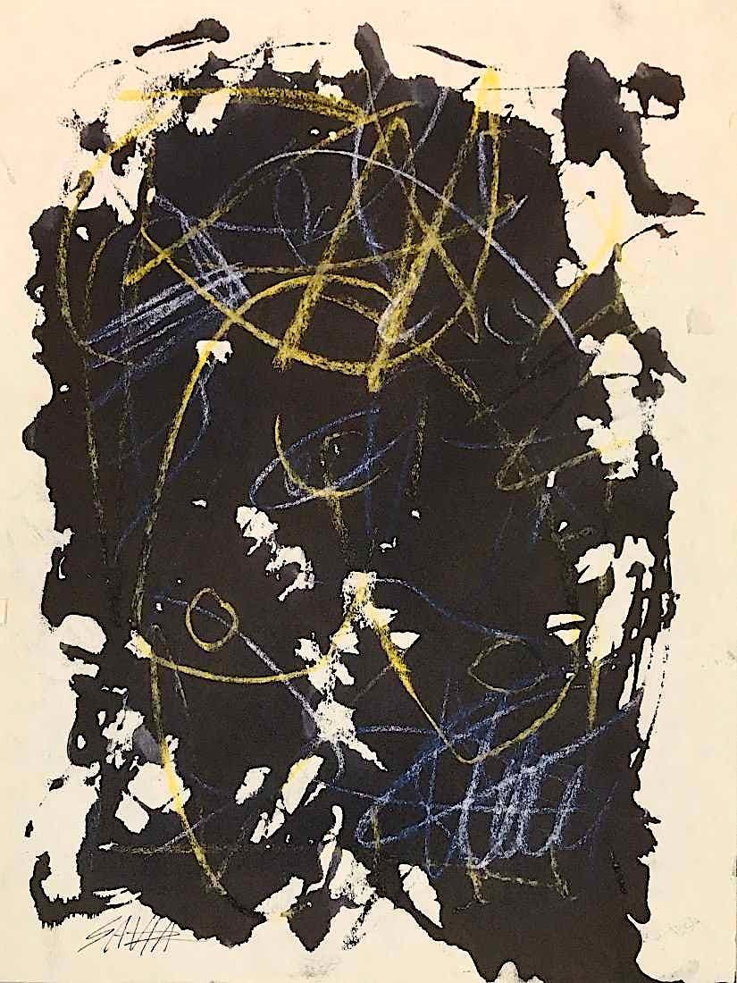 Antonio Saura, Mixed media (ink and pastel) on paper.: Antonio Saura (1930-1998) Title: Untitled, Medium: Mixed media (ink and pastel) on paper, Date: ca. 1960, Size: 14" H x 10.75" W (inches). In our opinion, the work that appears and is referred to in t