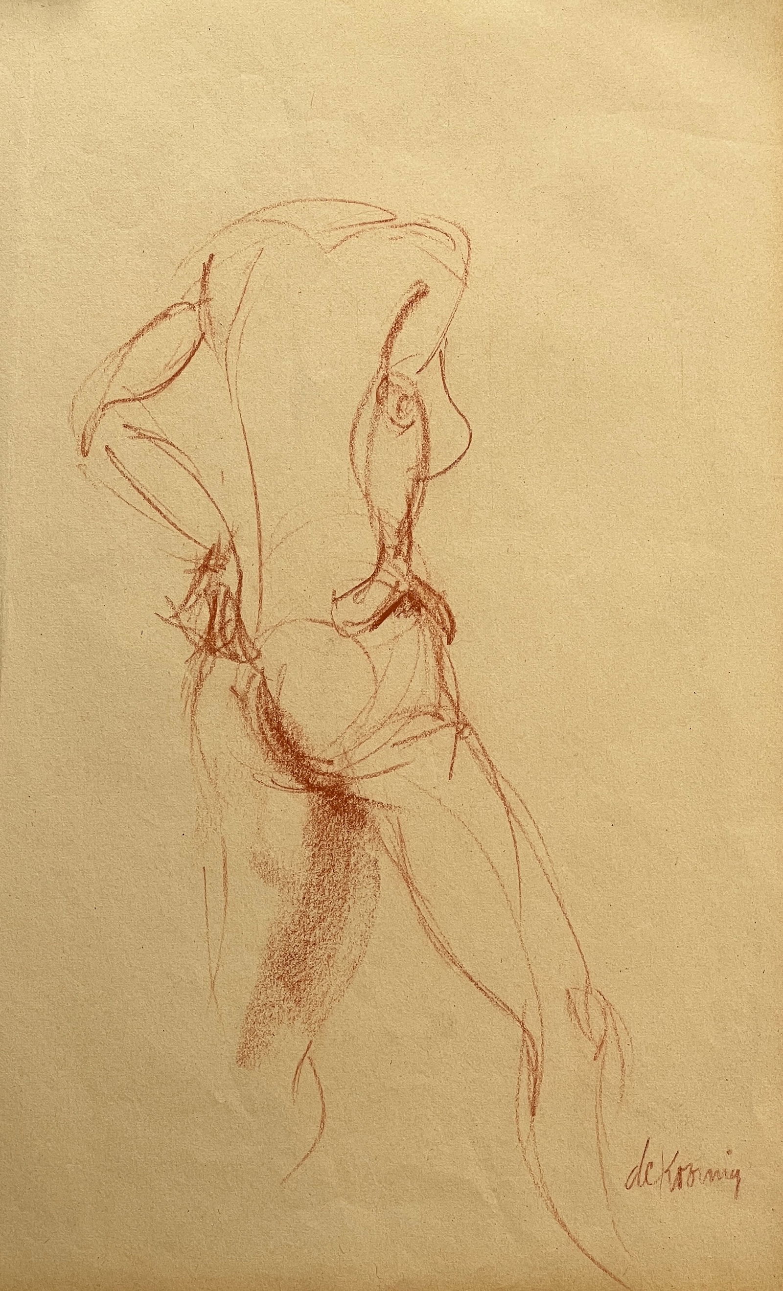 Willem de Kooning, Pastel on paper.: Attr. Willem de Kooning (1904-1997) Title: Untitled, Medium: Pastel on paper, Size: 18" H x 12" W (in), Date: ca. 1960. This lot is accompanied by a COA and is not a reproduction, it is a unique piece