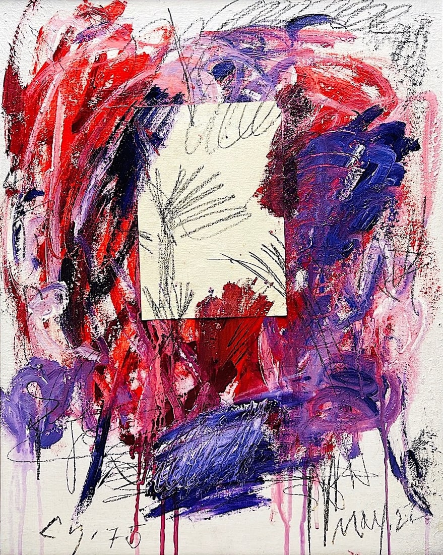 Cy Twombly, Mixed media (Collage) on canvas board. (1 of 2)