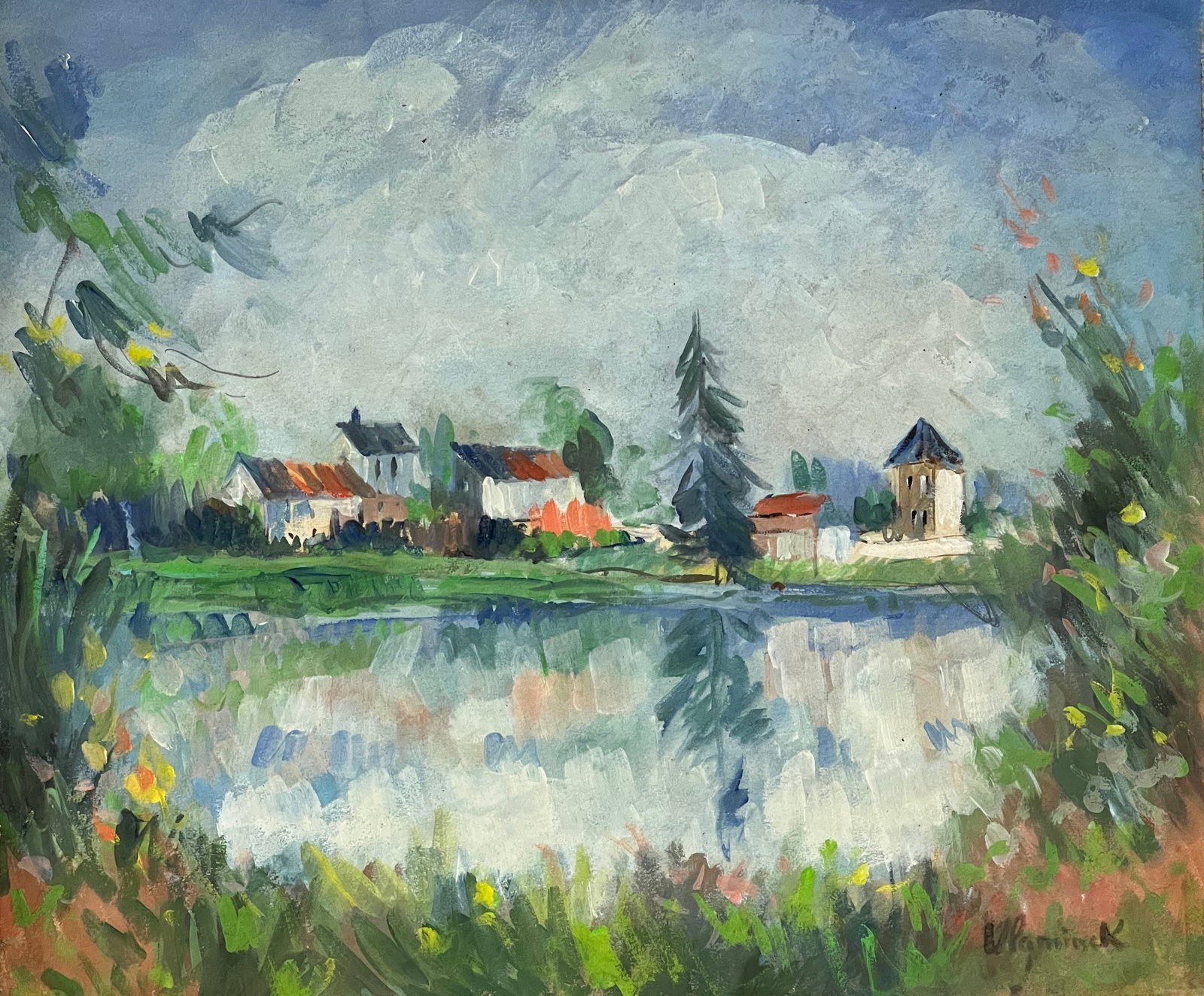 Maurice de Vlaminck, Gouache and watercolor on paper.: Attr. Maurice de Vlaminck (1876-1958) Title: Untitled (Landscape), Medium: Gouache and watercolor on paper, Date: ca. 1950, Size: 10.50" H x 12.50" W (in). This lot is accompanied by a COA and is not 