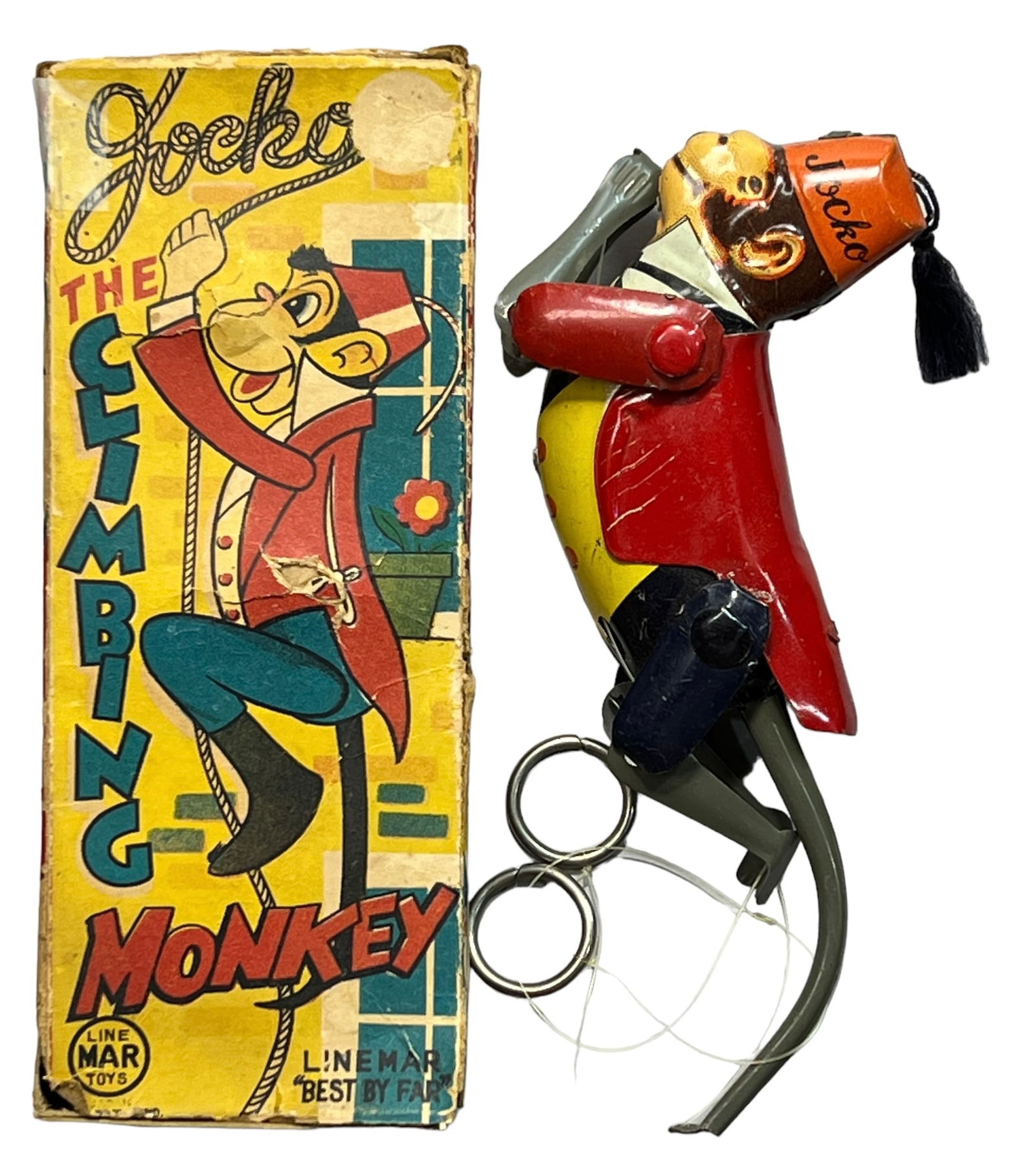 Vintage Tin Line Mar Jocko The Climbing Monkey Toy. (1 of 8)