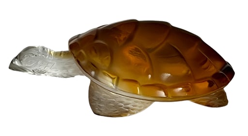 Lalique Caroline Crystal Turtle Paperweight.