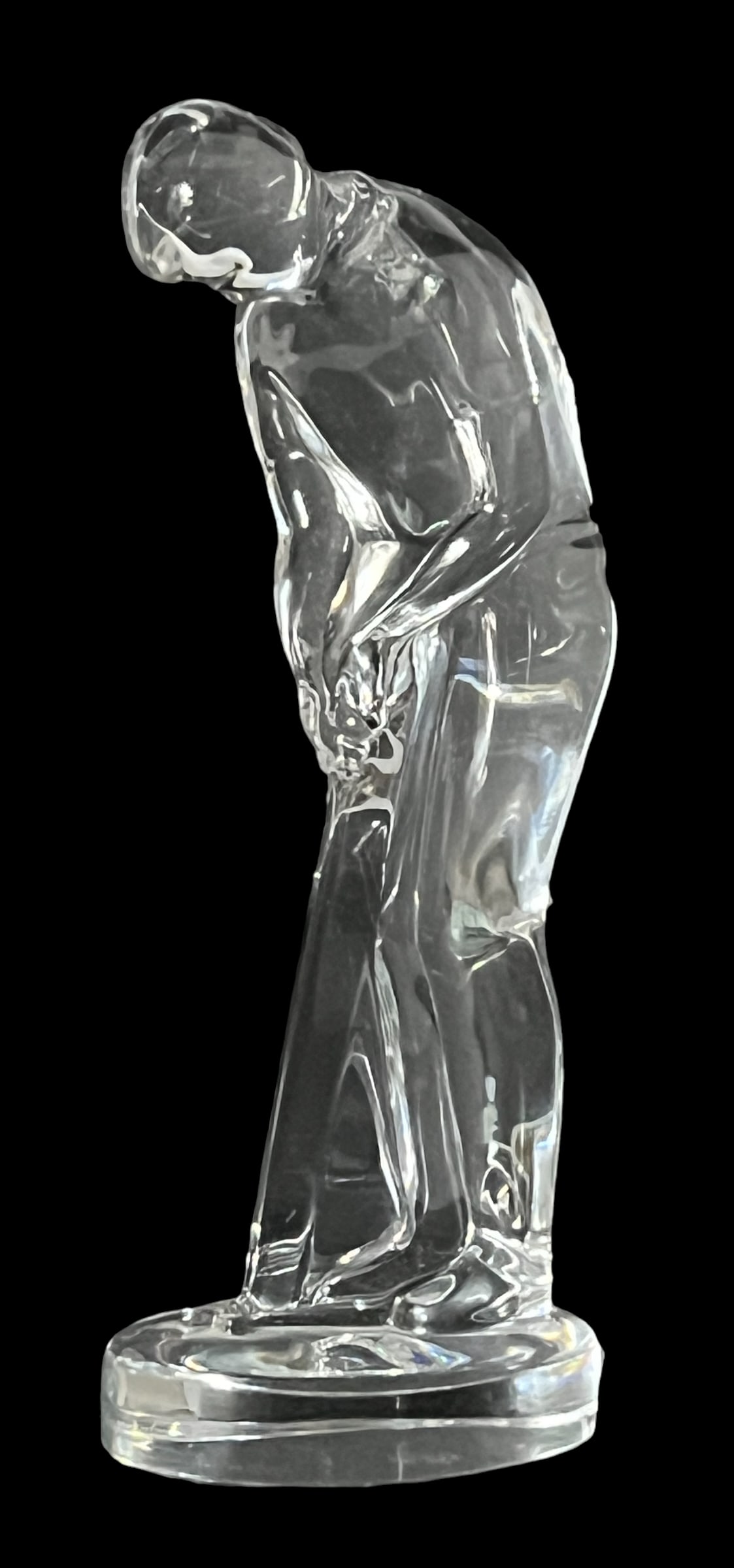 Vintage French Baccarat Figurine Crystal Putting Golfer Paperweight, Signed 20th Century. (1 of 8)