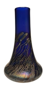 Stunning Studio Signed Iridescent Glass Vase, signed "RC".