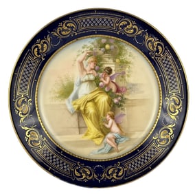 19th C. Austrian Royal Vienna Hand Painted Porcelain Cabinet Plate. Signed "Forster".