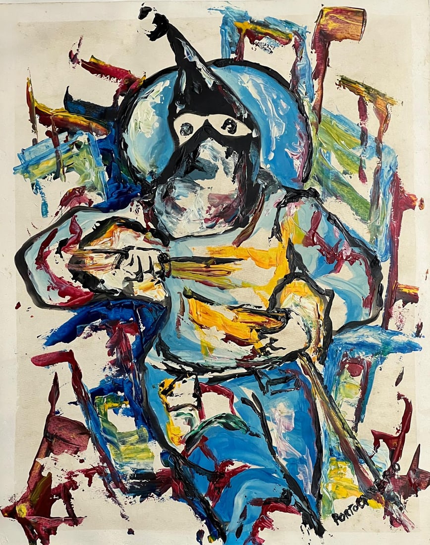 Rene Portocarrero, Oil on Cardboard.. (1 of 2)