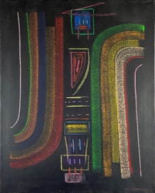 Max Ackermann, Mixed media (Oil and Pastel) on canvas.