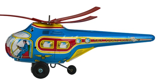 Vintage J Chein Tin Wind Up Helicopter Toy.