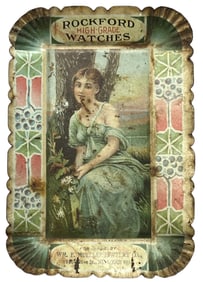 Antique Rockford Watches Metal Advertising Tip Tray.