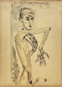Egon Schiele, Gouache and ink on paper.