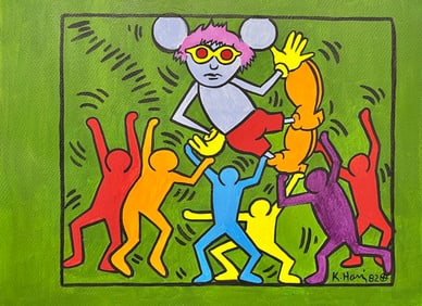 Keith Haring, Acrylic and marker on cardboard.