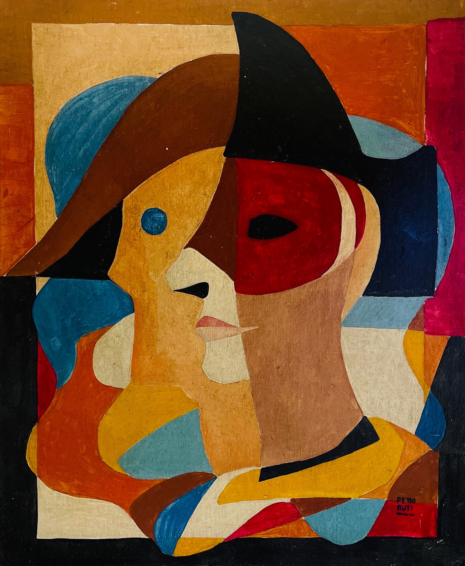 Emilio Pettoruti, Oil on cardboard. (1 of 2)