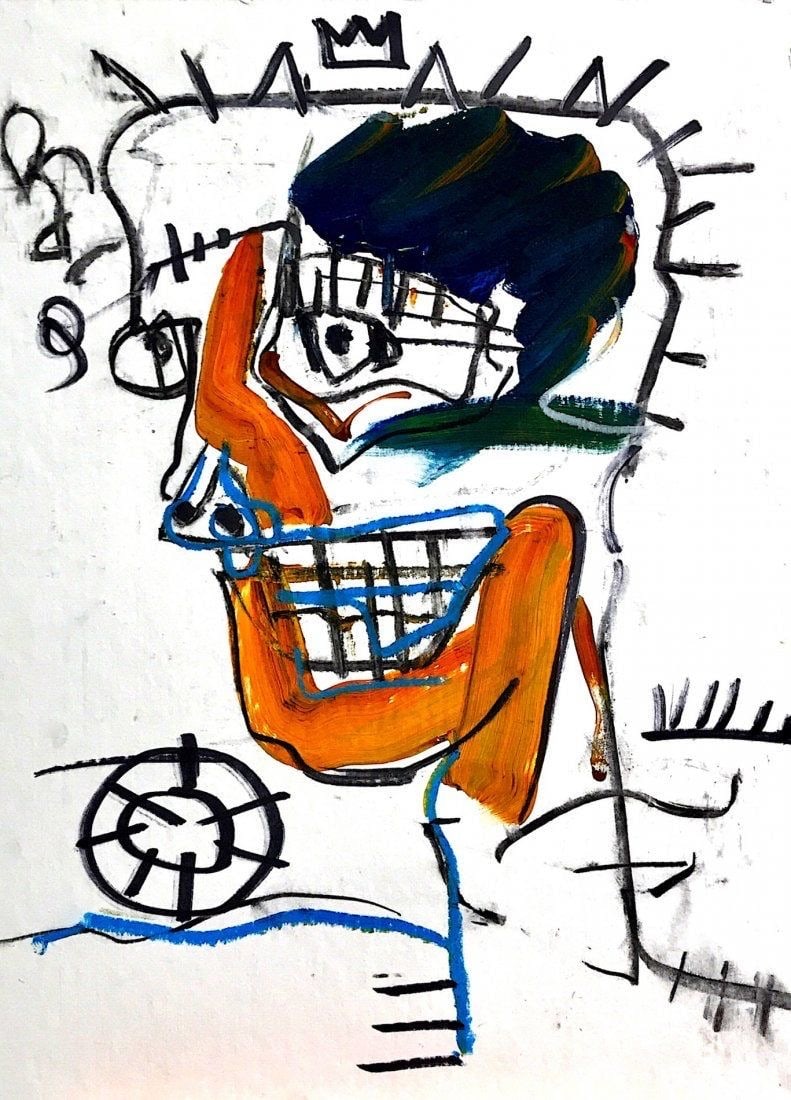 Jean-Michel Basquiat, Mixed media on board. (1 of 2)