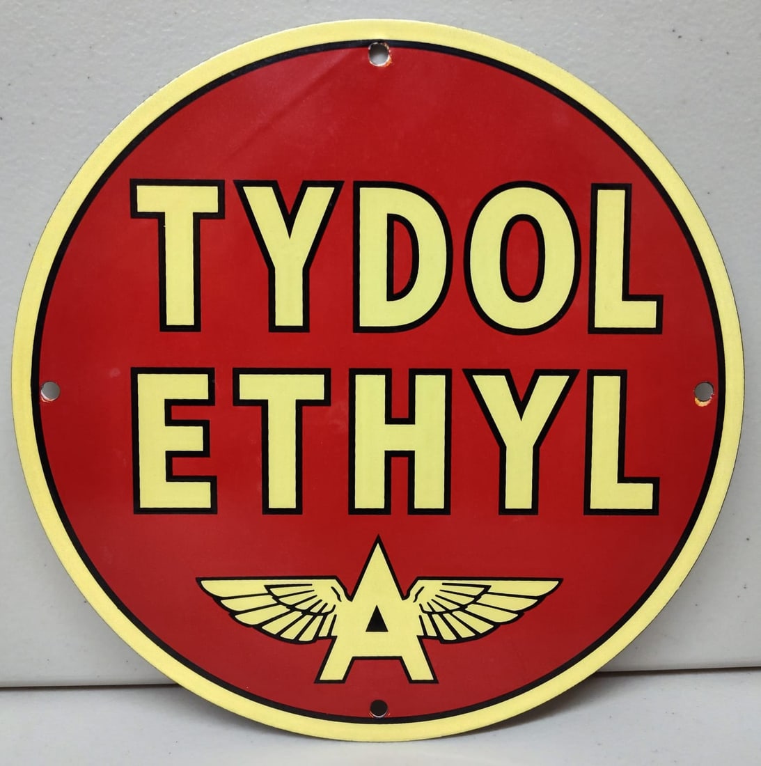Porcelain Tydol Ethyl Flying A Advertising Sign / Pump Plate. (1 of 4)