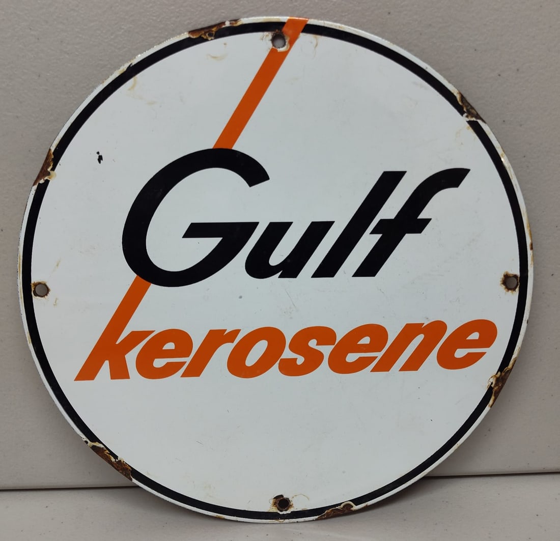 Porcelain Gulf Kerosene Advertising Sign / Pump Plate. (1 of 4)