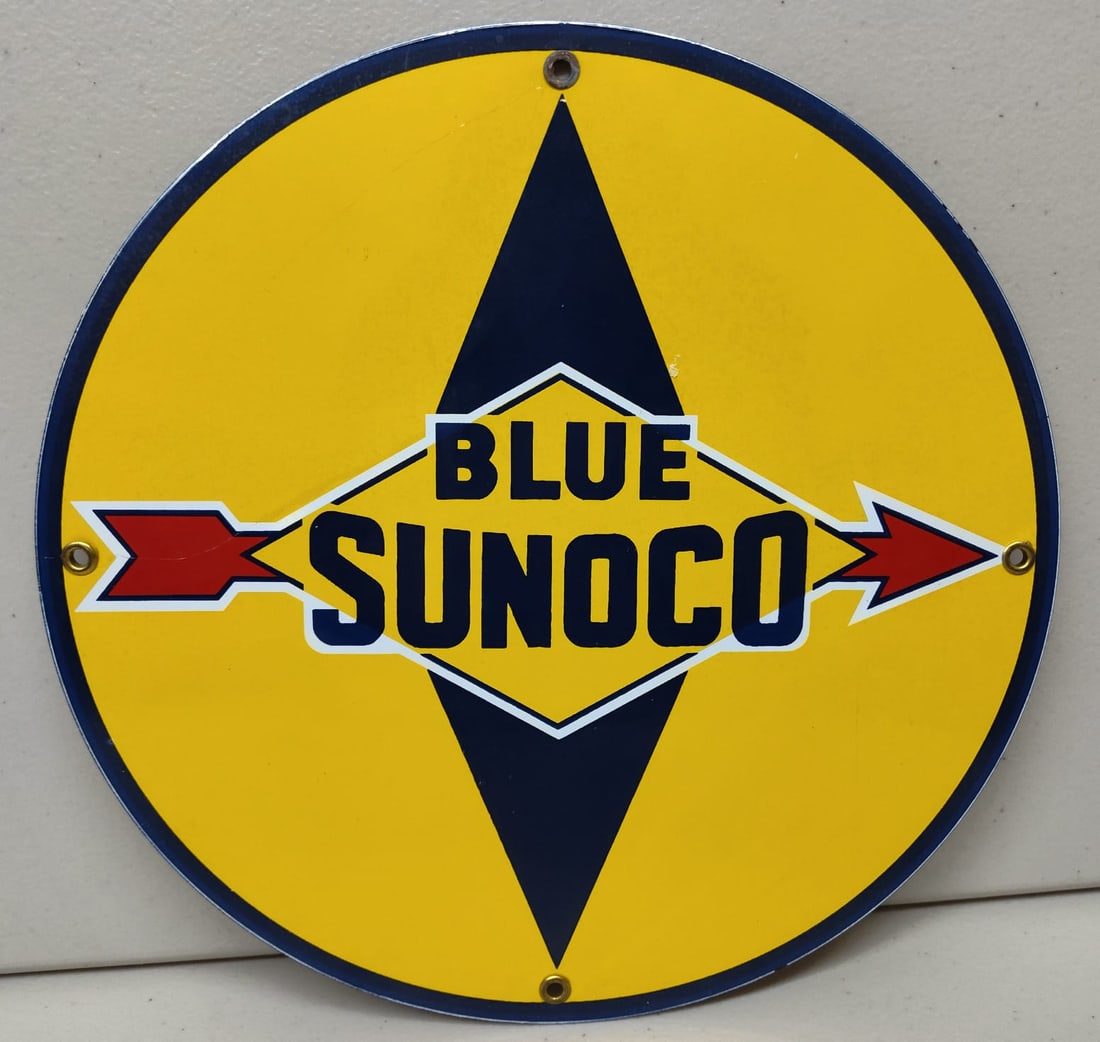 Porcelain Blue Sunoco Advertising Sign / Pump Plate. (1 of 4)